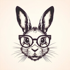 Stylish Rabbit with Glasses - Hipster Animal Concept