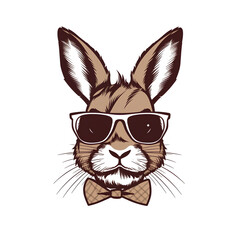 Hipster Bunny with Glasses and Bow Tie