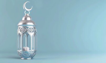 Islamic background with ramadan lantern and crescent moon., greeting card ramadan kareem, mawlid, isra miraj, eid al fitr ,adha