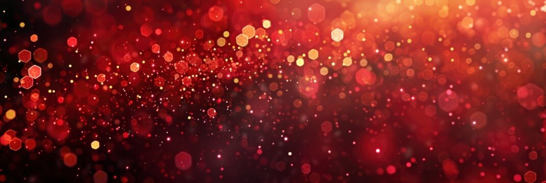 Red background with bokeh lights and stars, abstract red glitter light effect on a dark background. Red festive background for celebration, Banner Image For Website, Background