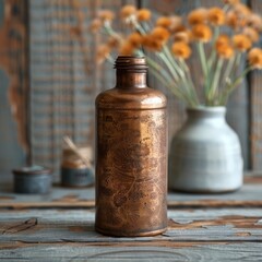 Copper Pill Bottle with Dandelion Fluff