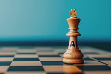Chess piece with the word AI, concept of strategy and artificial intelligence. - obrazy, fototapety, plakaty