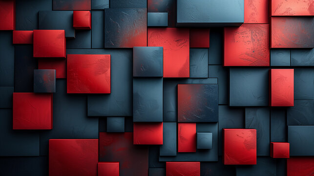 Abstract geometry in vibrant red, blue, and black colors, arranged to perfection for a modern and stylish backdrop or wallpaper-2