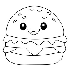 cartoon burger. Kids line art drawing