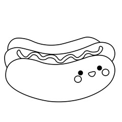 hot dog illustration. Kids line art drawing