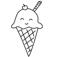 ice cream cone. Kids line art drawing
