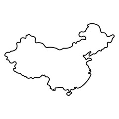 China on world map icon. line doodle element isolated on a white background. Geography of location. East Asia. the southeastern part of the Eurasian continent adjacent to the Pacific Ocean.