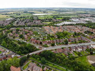 Aerial photo of a housing estate in the village of Castleford, Wakefield in West Yorkshire in the...