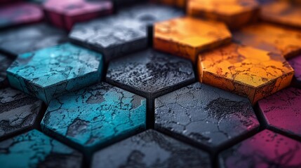 Sturdy Hexagons Interlocking over Canvas Textures