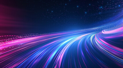 Fototapeta na wymiar Vivid abstract background depicting high-speed technology with streaming light trails