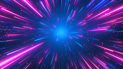 Fototapeta premium Vibrant abstract tunnel of neon lights depicting high-speed data transfer