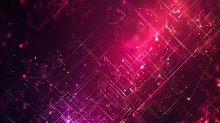 Vibrant magenta and red technology network pattern for futuristic backgrounds - obrazy, fototapety, plakaty