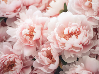 Soft-focused peonies in close-up photography for spring wallpaper