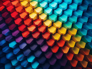 Dive into mesmerizing 3D backgrounds featuring chromatic hexagons and illusions