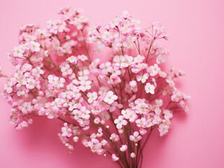 Delicate dyed gypsophila flowers create a stunning display against pink