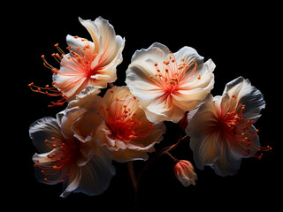 Fresh blossoms exude elegance in an isolated display against a dark backdrop