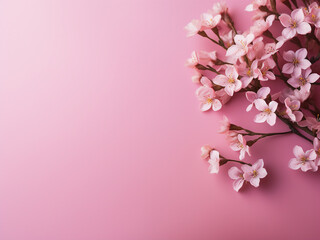 Enjoy a top-down view of stunning flowers against a pink backdrop with room for text