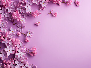 Stylish floral wallpaper is created with lilac petals on pink