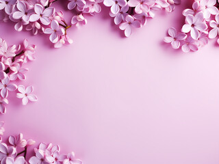 Fototapeta na wymiar Lilac petals grace a pink backdrop, ideal for Mother's or Women's Day