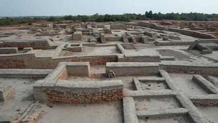 Ancient brick ruins of a historical settlement Mohenjo Daro