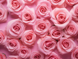 Greeting card showcases top view of pink roses, perfect for special occasions