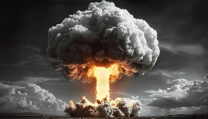 photograph of mushroom cloud, nuclear,generative ai