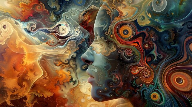 abstract fractal background with space and face