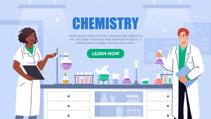 Chemists in lab vector poster