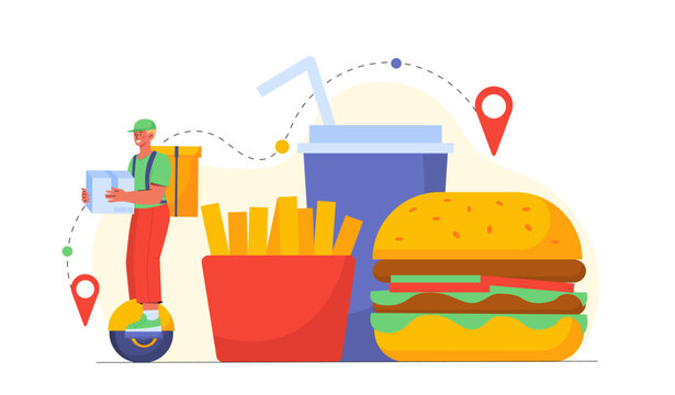 Fast food delivery vector concept