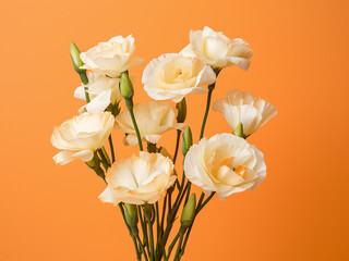 Bouquet of white eustoma flowers adds elegance to a trendy design