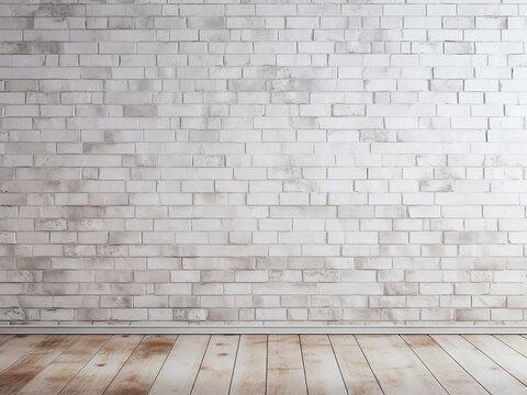 A rustic room features a background of lovely white brick wall textures