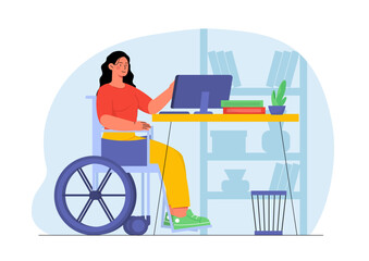 Disabled woman with education vector