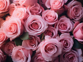Close-up of pink roses, displayed beautifully from above