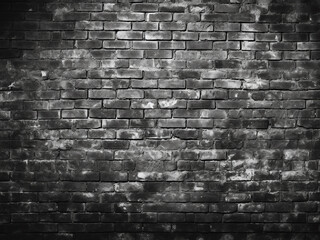 Background texture features a black and white brick wall pattern