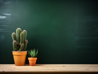Cactus placed by a classroom chalkboard, conveying a back-to-school message