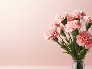 Wide-angle banner presents a carnation bouquet illustration for Mother's Day greetings