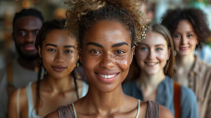 Fototapeta premium group of young african angineers one caucasian one asian,generative ai