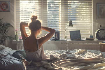 Neat and Disciplined Morning Routine with Bright Sunny Window as a Backdrop - obrazy, fototapety, plakaty