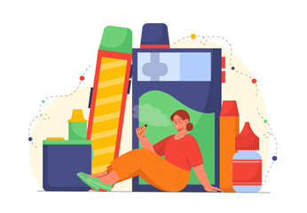 Woman with vape vector concept