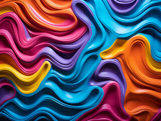 Detailed close-up showcases plasticine-like texture in colorful abstract background - obrazy, fototapety, plakaty