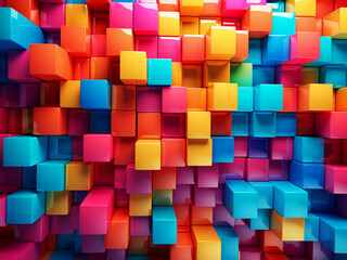 Fototapeta na wymiar Vibrant cubes form an abstract geometric background in 3D rendering