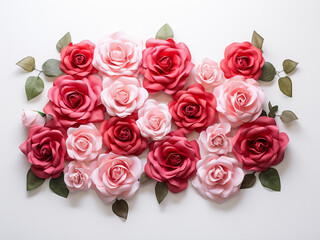 Fototapeta premium Roses arranged beautifully against a pristine white backdrop