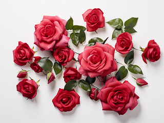 White background sets the stage for a composition of roses