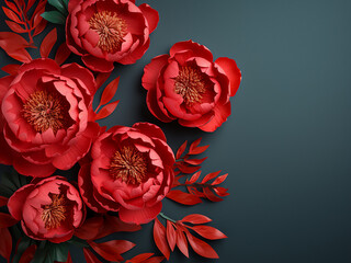 A layout incorporating a red peony flower and vibrant colored paper, perfect for messaging