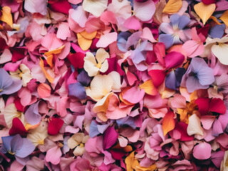 Close-up of biodegradable confetti made from real dried flower petals, eco-friendly decor