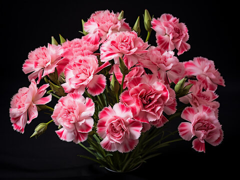 Pink carnation Dianthus flowers showcasing their double-flowered variety