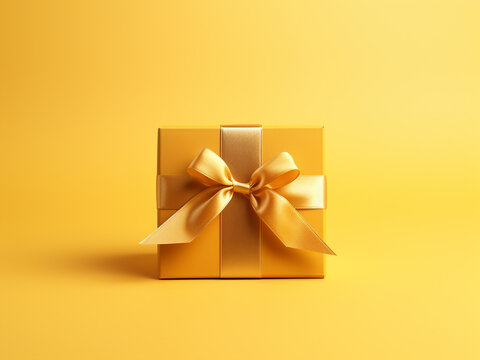 Yellow background hosts Father's Day gift concept with a gift box