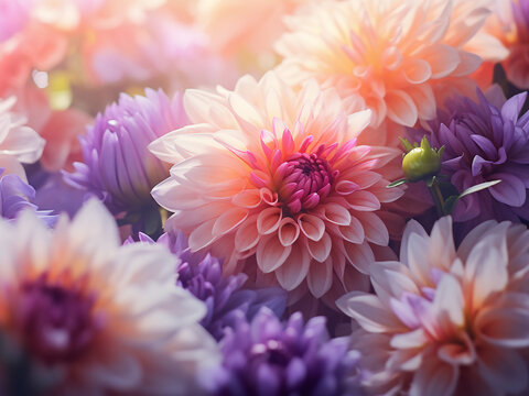 Color filters enhance the beauty of the flower background, creating vibrancy