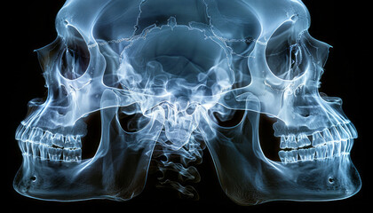 skull xray scan print on film,generative ai - obrazy, fototapety, plakaty