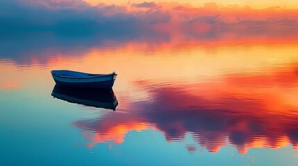 Peaceful Waters: Sunset Harmony./n - obrazy, fototapety, plakaty